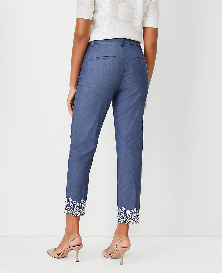 The Petite Cotton Crop Pant in Eyelet