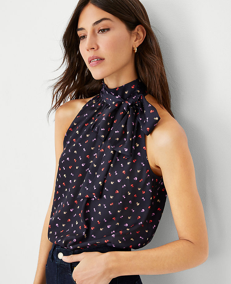 Floral Bow Halter Top