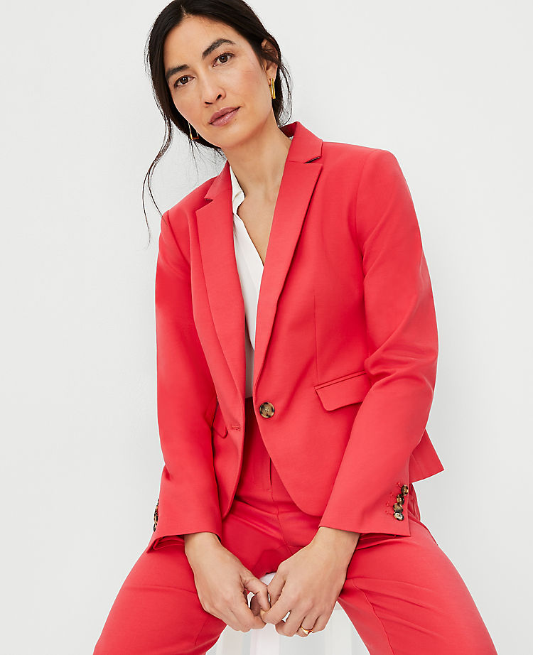 The Tall One Button Blazer in Stretch Cotton