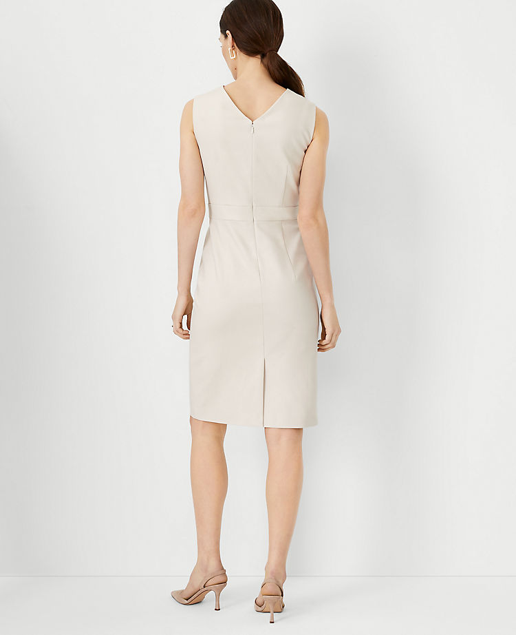 The Tall Seamed V-Neck Sheath Dress in Stretch Cotton