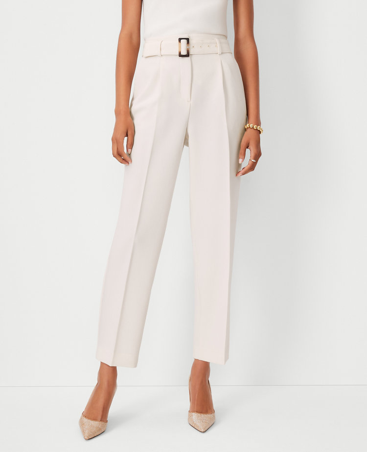 Ann Taylor The Belted Taper Pant In Ivory Whisper