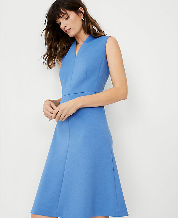 The Tall Sleeveless V-Neck Flare Dress in Double Knit