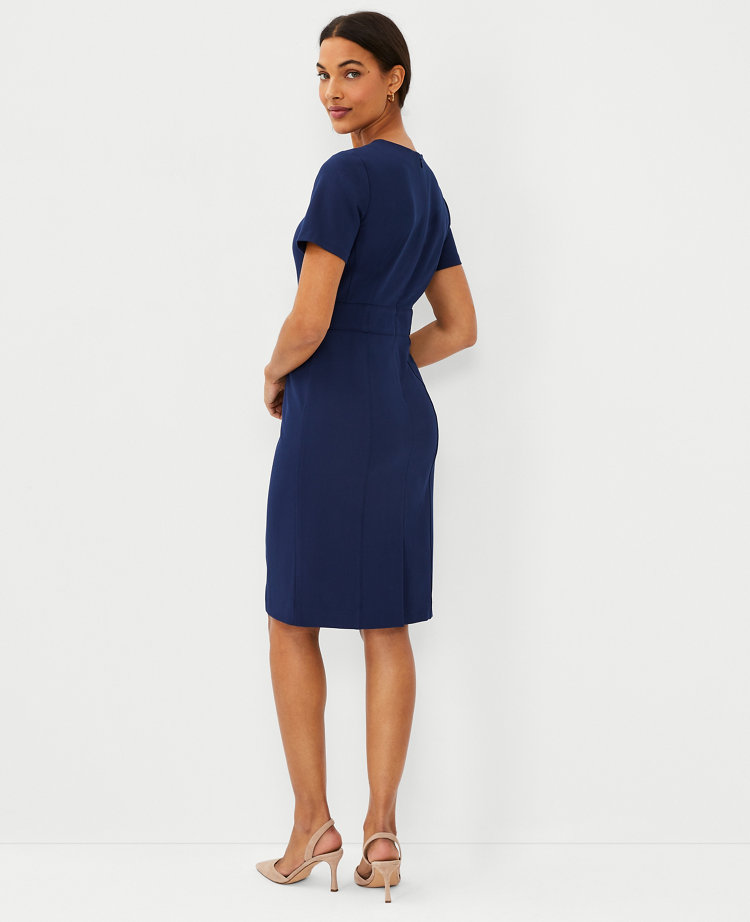 The Petite Short Sleeve Sheath Dress in Bi-Stretch