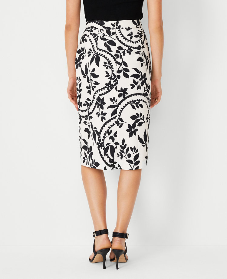 Tropical Draped Wrap Pencil Skirt