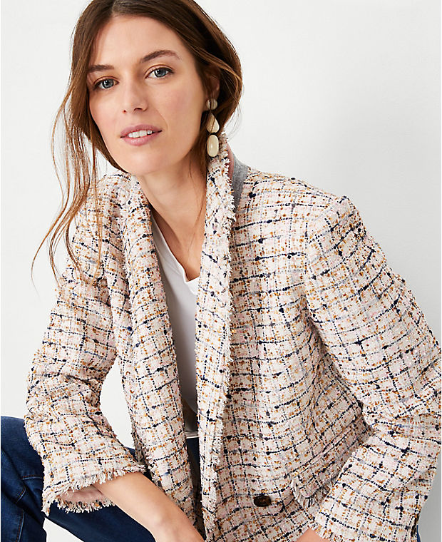 Multicolored Tweed Double Breasted Blazer