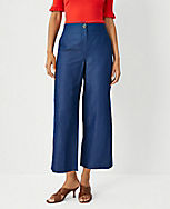 The Petite Kate Wide Leg Crop Pant in Chambray carousel Product Image 1
