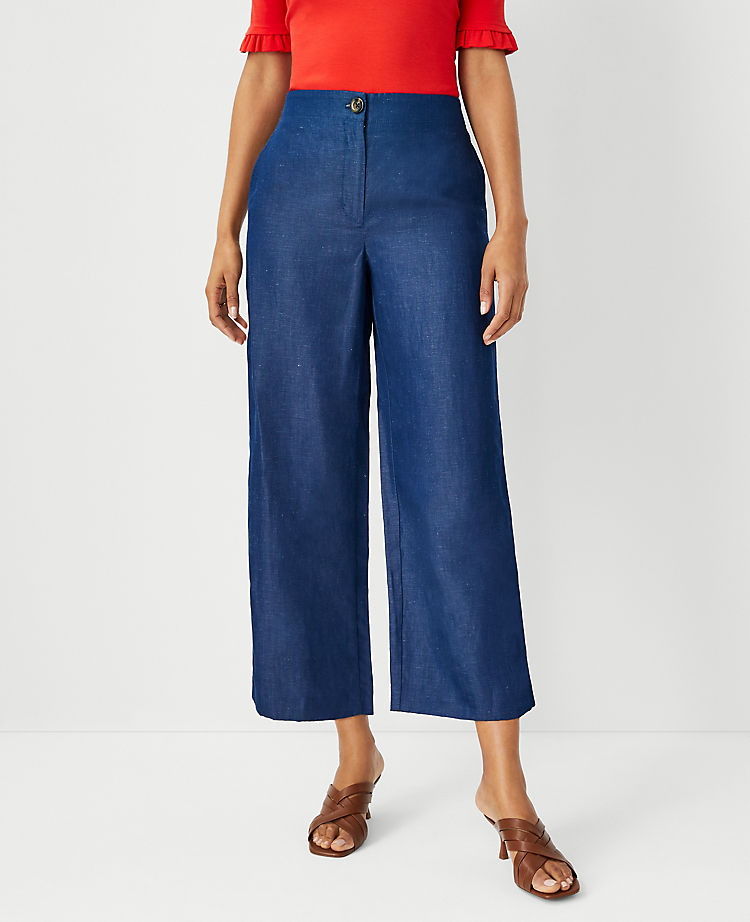 The Kate Wide Leg Crop Pant in Chambray - Curvy Fit