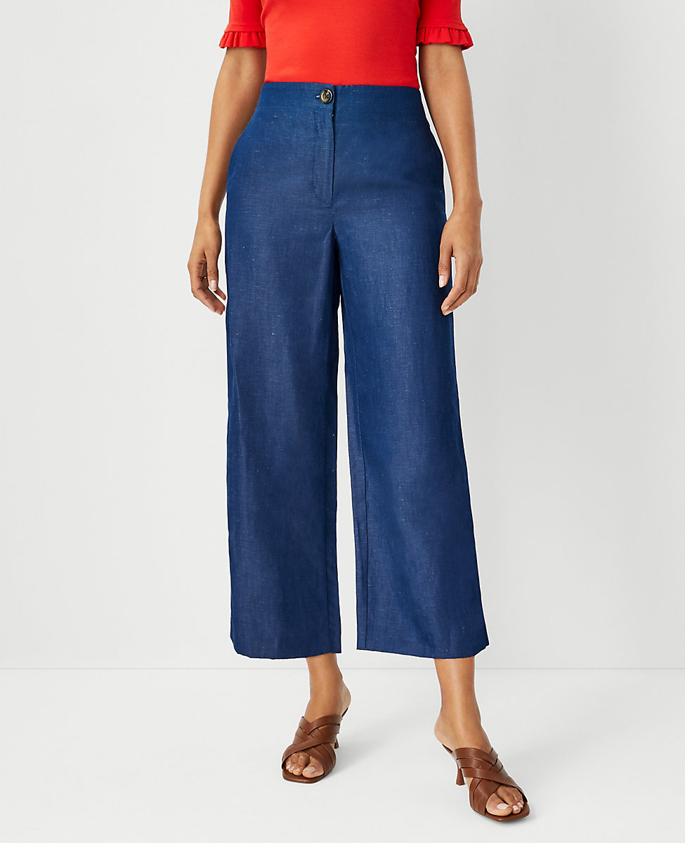 The Kate Wide Leg Crop Pant in Chambray - Curvy Fit
