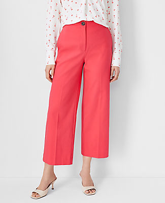 Ann Taylor The Kate Wide Leg Crop Pant - Curvy Fit In Deep Coral