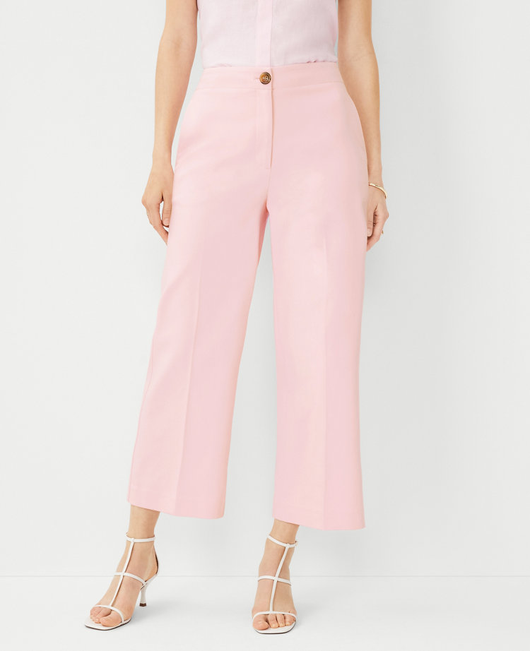 Ann Taylor The Petite Kate Wide Leg Crop Pant - Curvy Fit In Pastel Pink