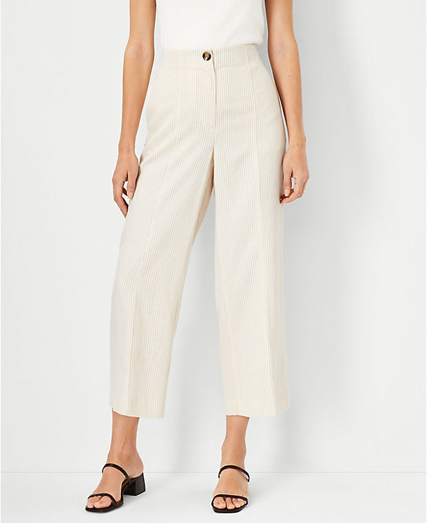 The Petite Seamed Straight Crop Pant in Stripe - Curvy Fit