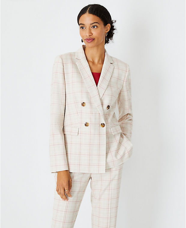 The Tailored Double Breasted Blazer in Plaid