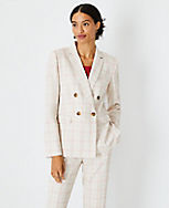 The Tailored Double Breasted Blazer in Plaid carousel Product Image 1