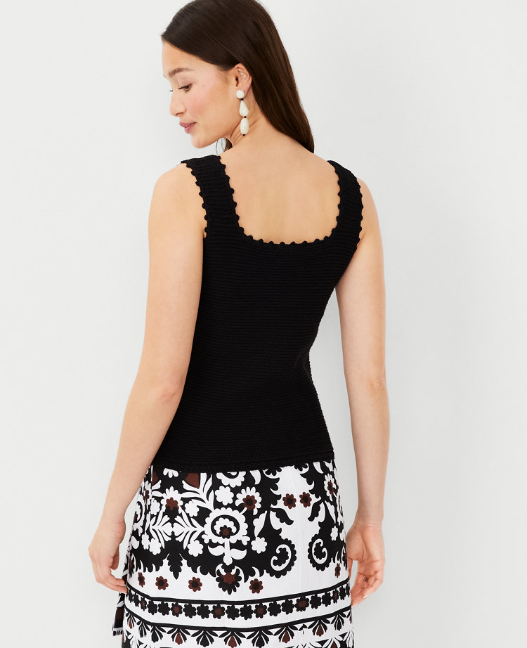 Crochet Trim Sweater Tank Top