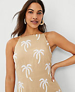 Palm Embroidered Halter Flare Dress carousel Product Image 3