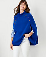 Mock Neck Button Poncho carousel Product Image 1