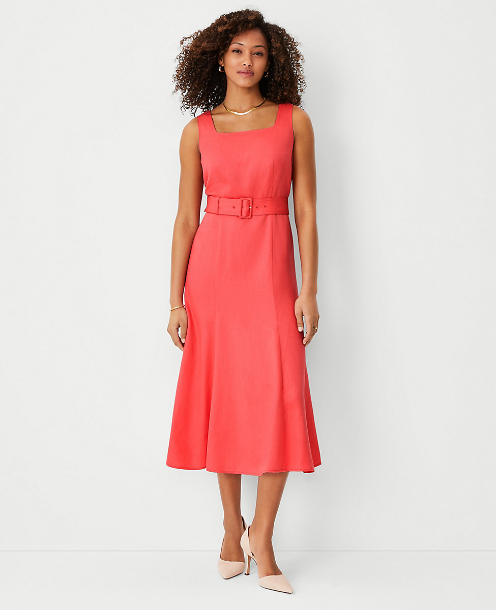 Petite Belted Flare Dress
