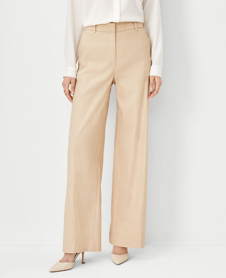 The Tall Wide Leg Pant in Herringbone Linen Blend