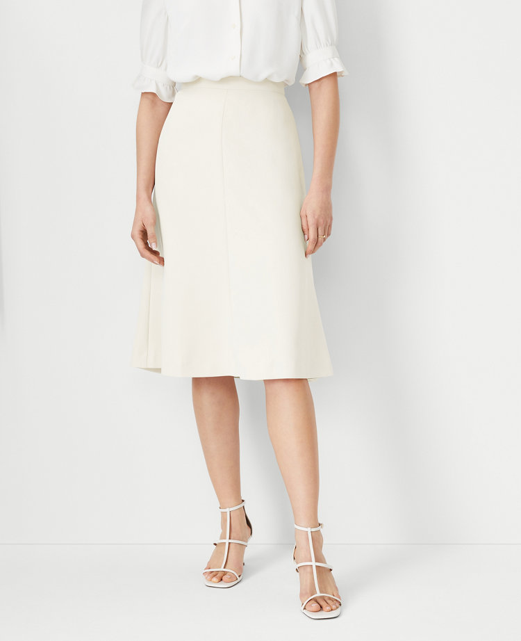 The Petite Flare Skirt in Fluid Crepe - Ivory Whisper