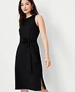 The Petite Cutaway Shoulder Tie Waist Dress in Knit carousel Product Image 3