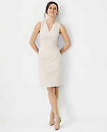 The Petite Seamed V-Neck Sheath Dress in Stretch Cotton carousel Product Image 1