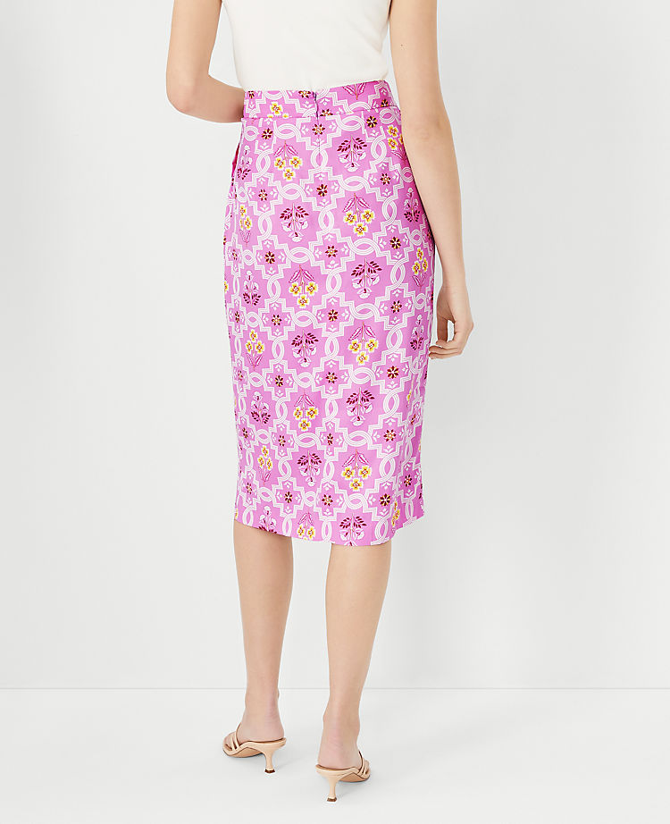 Petite Tile Print Sarong Pencil Skirt