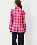 The Petite Double Breasted Long Blazer in Plaid carousel Product Image 2