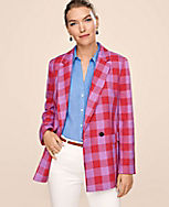 The Petite Double Breasted Long Blazer in Plaid carousel Product Image 4