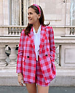 The Petite Double Breasted Long Blazer in Plaid carousel Product Image 5