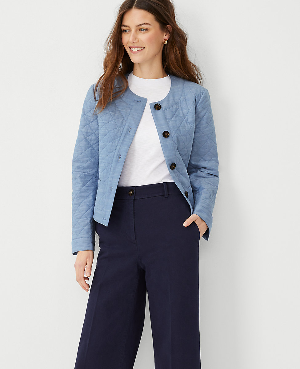 Petite Framed Quilted Cropped Jacket