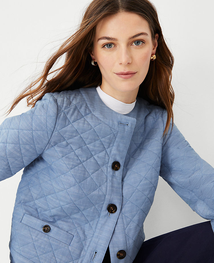 Petite Framed Quilted Cropped Jacket