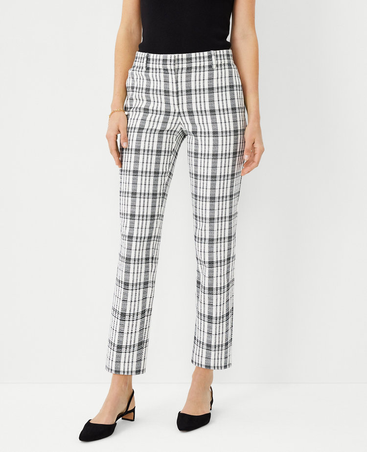 Ann Taylor The Petite Eva Ankle Pant Plaid - Curvy Fit Black Women's