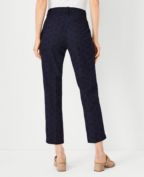 The Petite Cotton Crop Pant in Eyelet