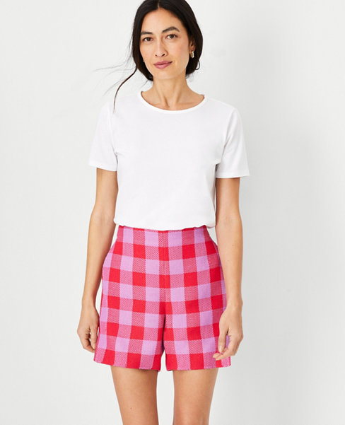 The Petite Side Zip Short in Plaid