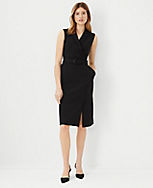 Petite Belted Lapel Flare Dress carousel Product Image 1
