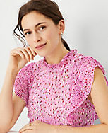 Floral Plisse Ruffle Top carousel Product Image 3