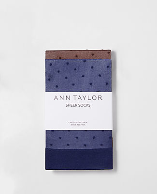 Ann Taylor Dotted Sheer Crew Sock Set In Night Sky