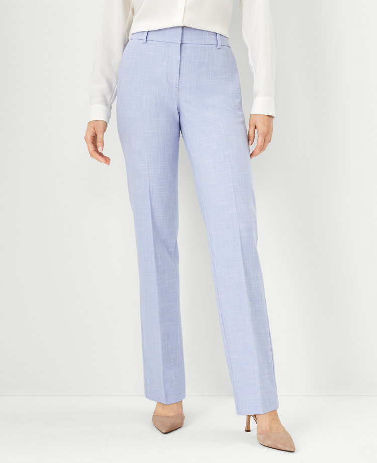 Ann Taylor The Petite Straight Pant in Cross Weave - Curvy Fit Size 0 Deep Wisteria Women's