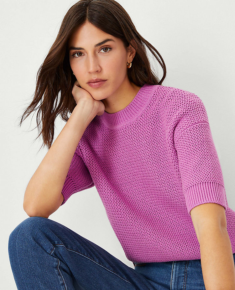 Petite Geo Stitch Elbow Sleeve Sweater