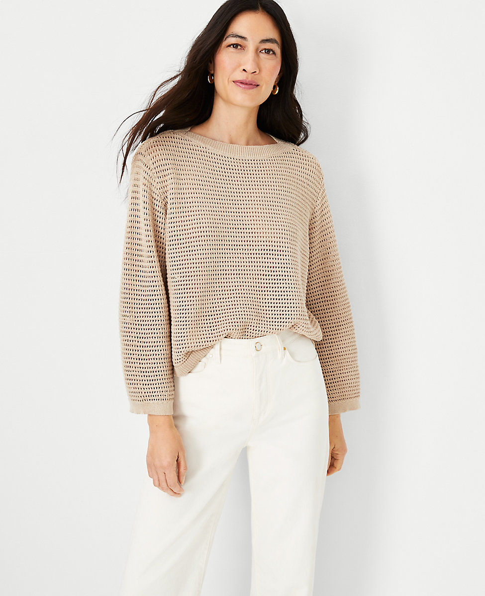 Petite Mesh Stitch Relaxed Sweater