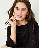 Petite Mesh Stitch Relaxed Sweater carousel Product Image 3