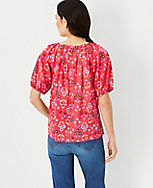 Petite Floral Pleat Neck Top carousel Product Image 2
