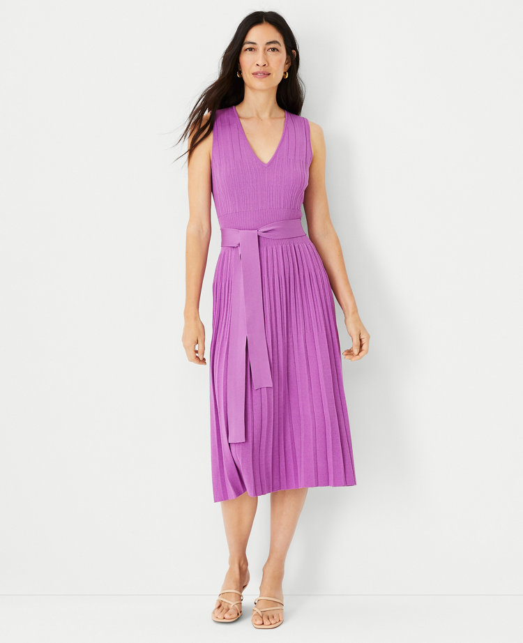 Petite Belted VNeck Sweater Dress