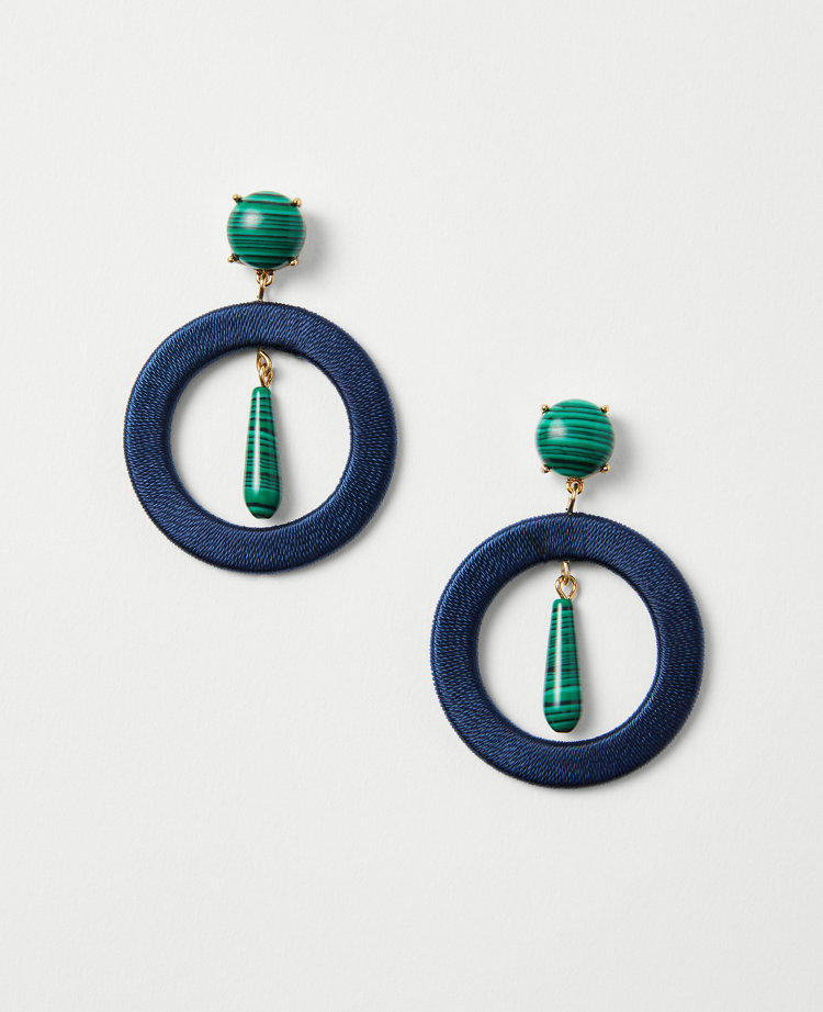 Marbleized Thread Wrapped Hoop Earrings