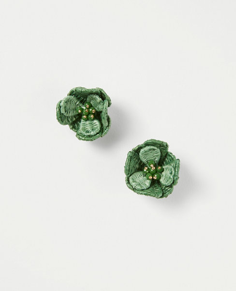 Floral Raffia Wrapped Stud Earrings