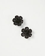 Floral Raffia Wrapped Beaded Stud Earrings carousel Product Image 1
