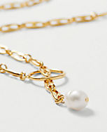 Pearlized Chain Link Lariat Necklace carousel Product Image 2