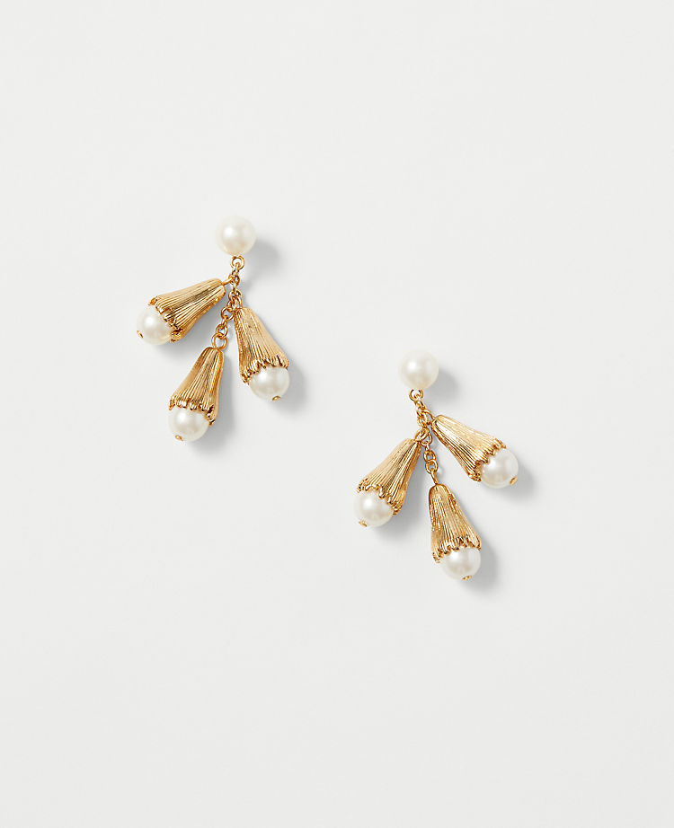 Pearlized Petal Drop Earrings