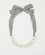 Plaid Bow Beaded Necklace carousel Product Image 1