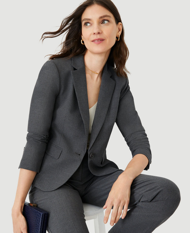 The Notched One Button Blazer in Seasonless Stretch